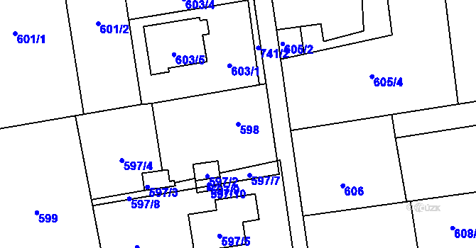 Parcela st. 598 v KÚ Závada u Hlučína, Katastrální mapa