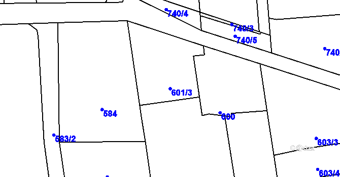 Parcela st. 601/3 v KÚ Závada u Hlučína, Katastrální mapa