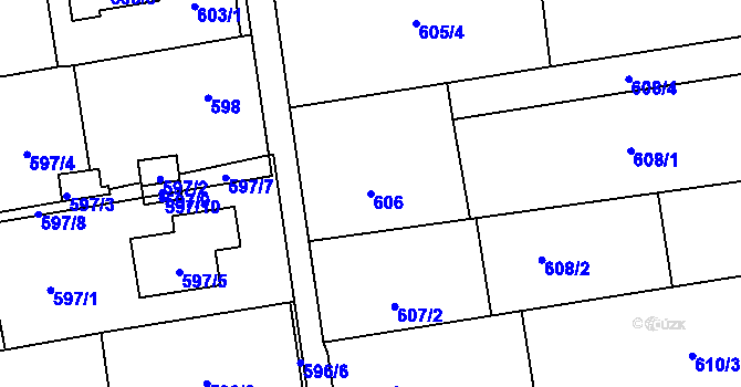 Parcela st. 606 v KÚ Závada u Hlučína, Katastrální mapa