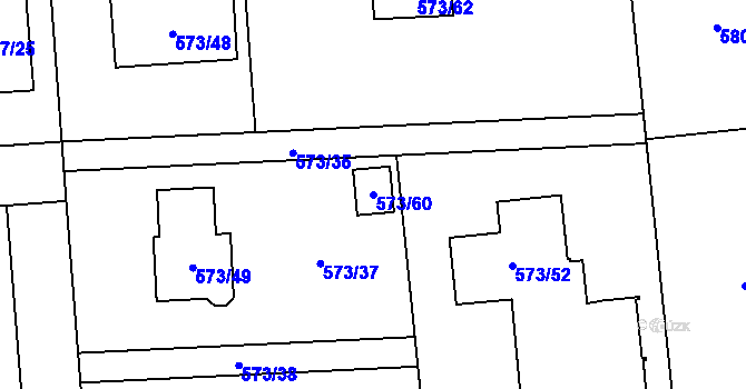 Parcela st. 573/60 v KÚ Závada u Hlučína, Katastrální mapa