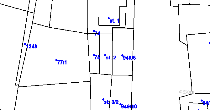 Parcela st. 2 v KÚ Zavidov, Katastrální mapa