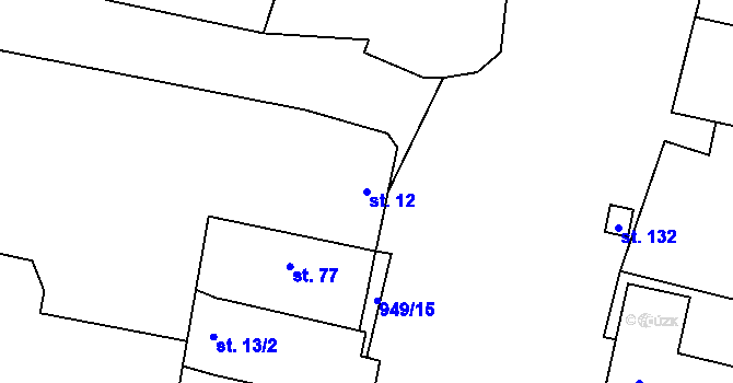 Parcela st. 12 v KÚ Zavidov, Katastrální mapa