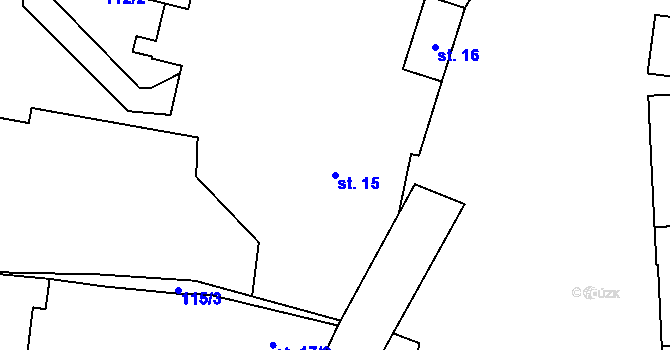 Parcela st. 15 v KÚ Zavidov, Katastrální mapa