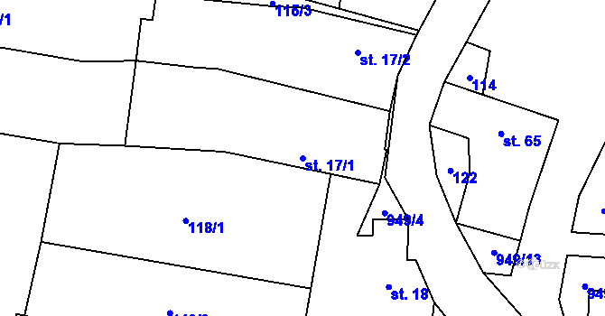 Parcela st. 17/1 v KÚ Zavidov, Katastrální mapa
