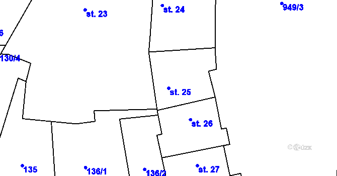 Parcela st. 25 v KÚ Zavidov, Katastrální mapa