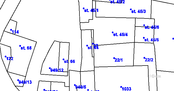 Parcela st. 44 v KÚ Zavidov, Katastrální mapa