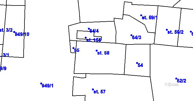 Parcela st. 58 v KÚ Zavidov, Katastrální mapa