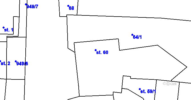 Parcela st. 60 v KÚ Zavidov, Katastrální mapa