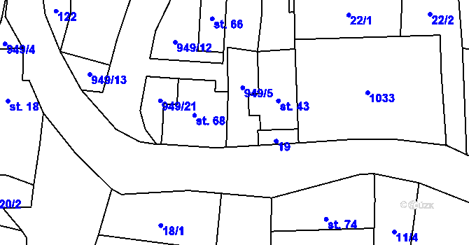 Parcela st. 67 v KÚ Zavidov, Katastrální mapa