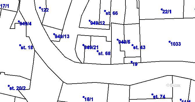 Parcela st. 68 v KÚ Zavidov, Katastrální mapa