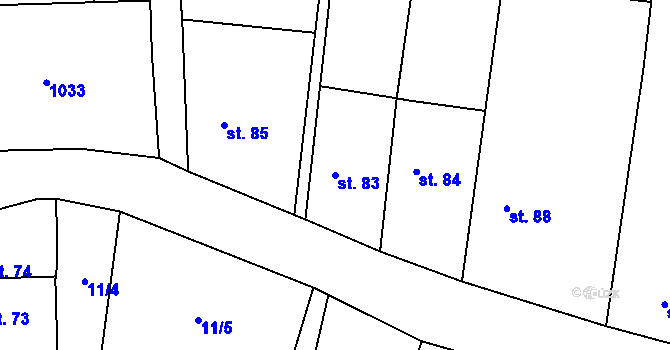 Parcela st. 83 v KÚ Zavidov, Katastrální mapa