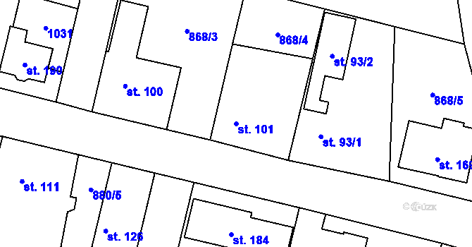 Parcela st. 101 v KÚ Zavidov, Katastrální mapa