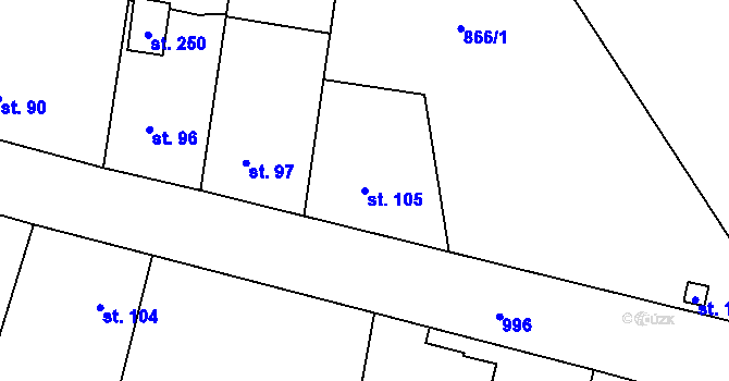 Parcela st. 105 v KÚ Zavidov, Katastrální mapa