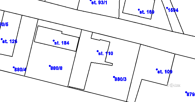 Parcela st. 110 v KÚ Zavidov, Katastrální mapa