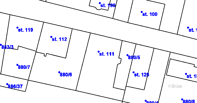 Parcela st. 111 v KÚ Zavidov, Katastrální mapa