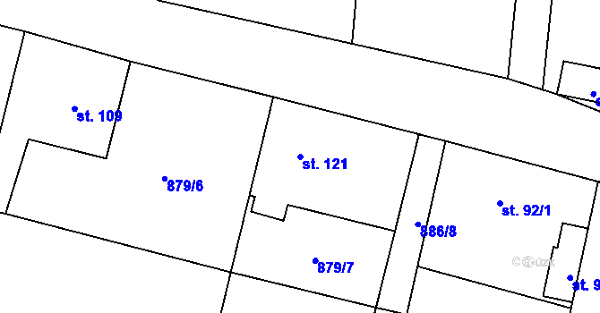 Parcela st. 121 v KÚ Zavidov, Katastrální mapa