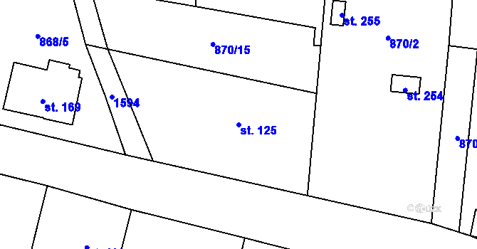 Parcela st. 125 v KÚ Zavidov, Katastrální mapa