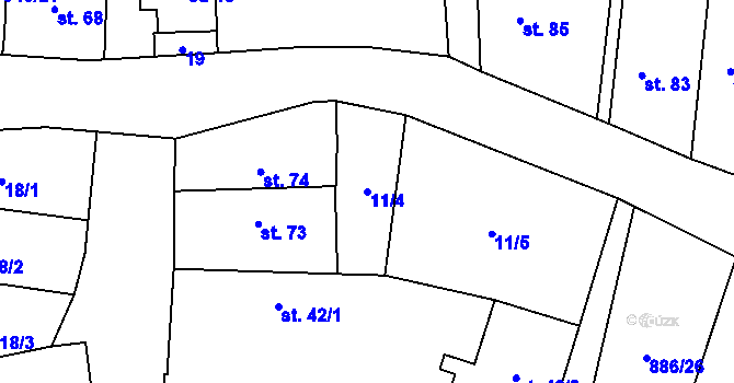 Parcela st. 11/4 v KÚ Zavidov, Katastrální mapa