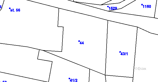 Parcela st. 44 v KÚ Zavidov, Katastrální mapa