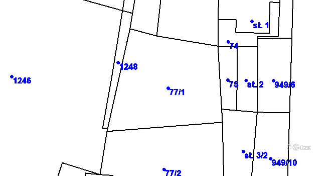 Parcela st. 77/1 v KÚ Zavidov, Katastrální mapa