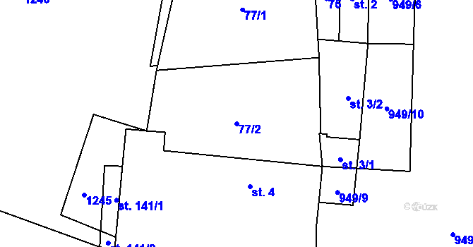 Parcela st. 77/2 v KÚ Zavidov, Katastrální mapa