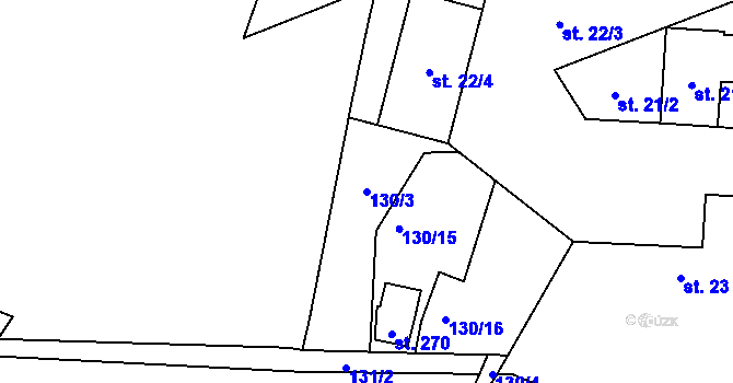 Parcela st. 130/3 v KÚ Zavidov, Katastrální mapa
