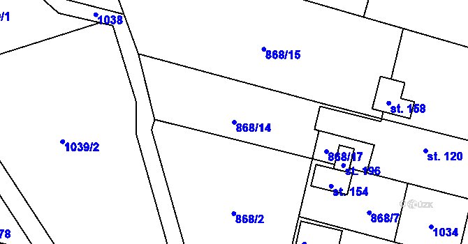 Parcela st. 868/14 v KÚ Zavidov, Katastrální mapa