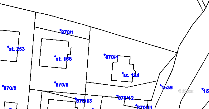 Parcela st. 870/4 v KÚ Zavidov, Katastrální mapa