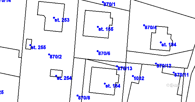 Parcela st. 870/6 v KÚ Zavidov, Katastrální mapa