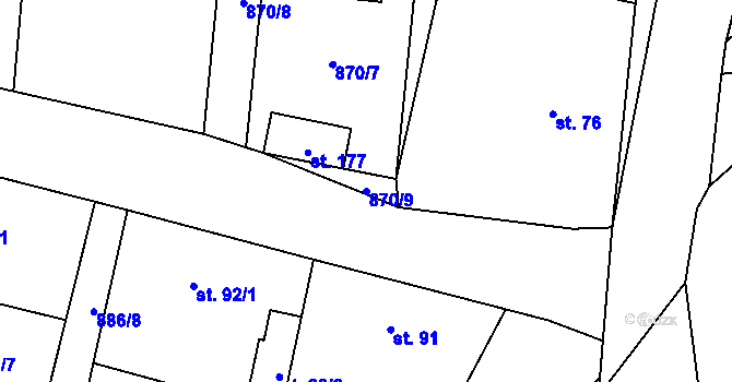 Parcela st. 870/9 v KÚ Zavidov, Katastrální mapa
