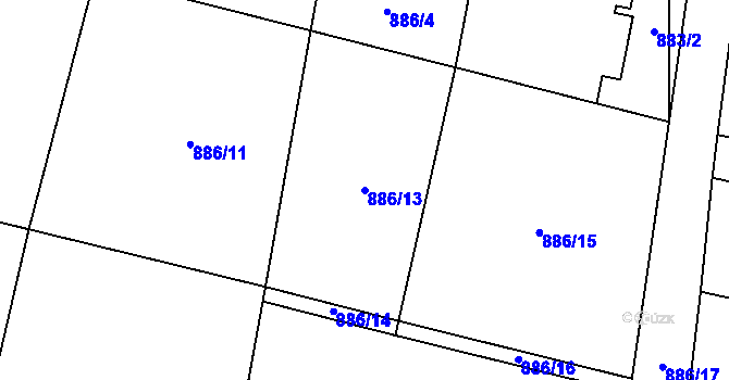 Parcela st. 886/13 v KÚ Zavidov, Katastrální mapa