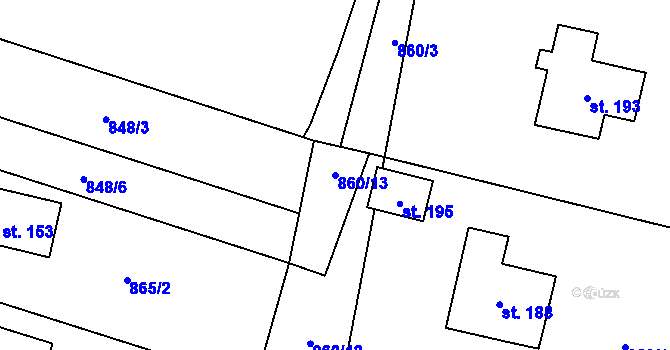 Parcela st. 860/13 v KÚ Zavidov, Katastrální mapa