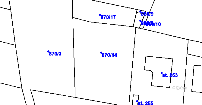 Parcela st. 870/14 v KÚ Zavidov, Katastrální mapa
