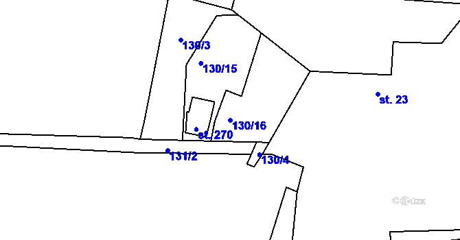 Parcela st. 130/16 v KÚ Zavidov, Katastrální mapa