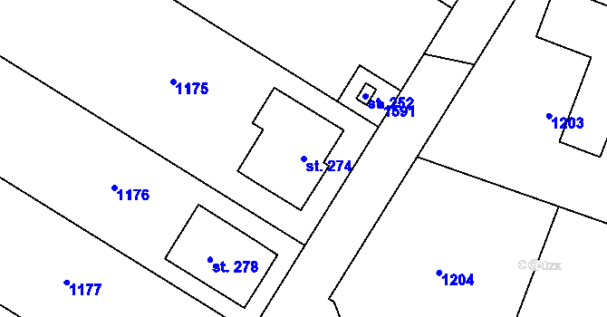 Parcela st. 274 v KÚ Zavidov, Katastrální mapa
