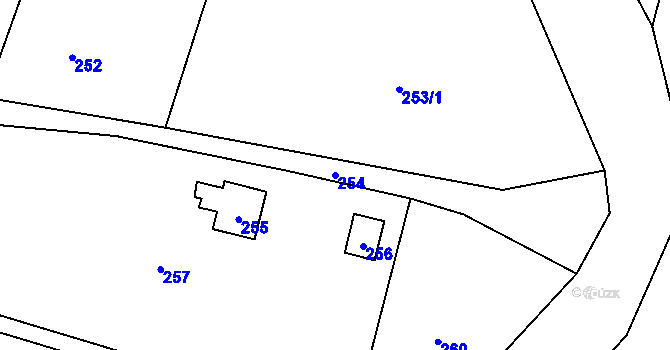 Parcela st. 254 v KÚ Závišice, Katastrální mapa