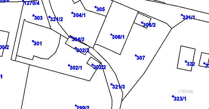 Parcela st. 321/5 v KÚ Závišice, Katastrální mapa