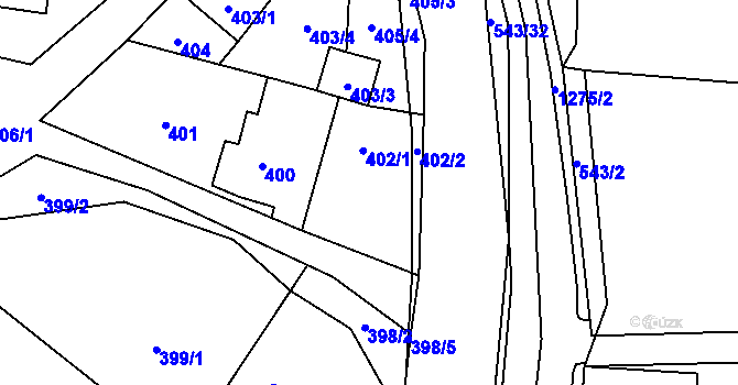 Parcela st. 402 v KÚ Závišice, Katastrální mapa