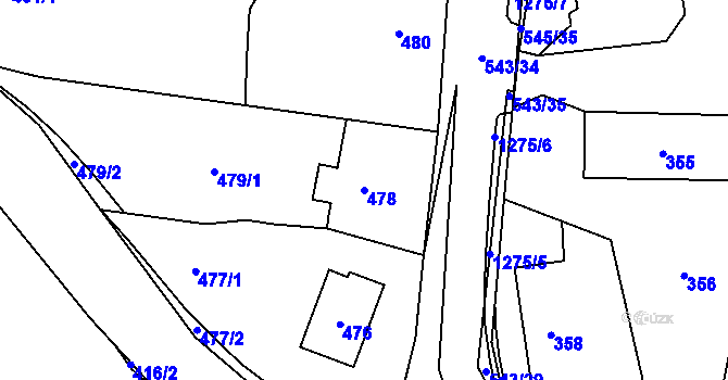 Parcela st. 478 v KÚ Závišice, Katastrální mapa