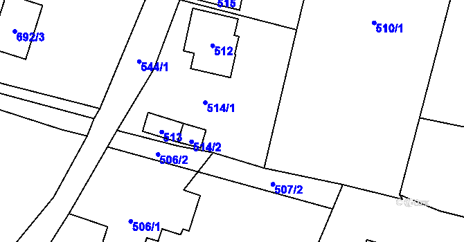 Parcela st. 514 v KÚ Závišice, Katastrální mapa