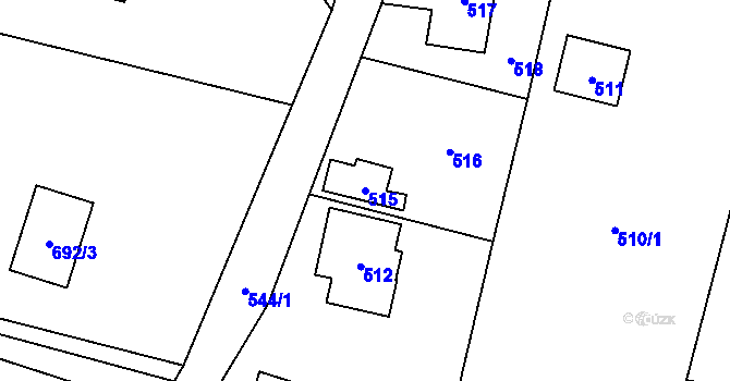 Parcela st. 515 v KÚ Závišice, Katastrální mapa