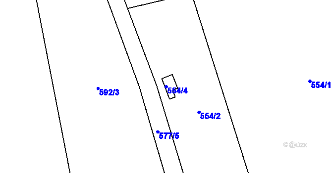 Parcela st. 554/4 v KÚ Závišice, Katastrální mapa
