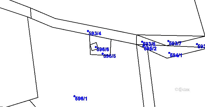 Parcela st. 596/5 v KÚ Závišice, Katastrální mapa