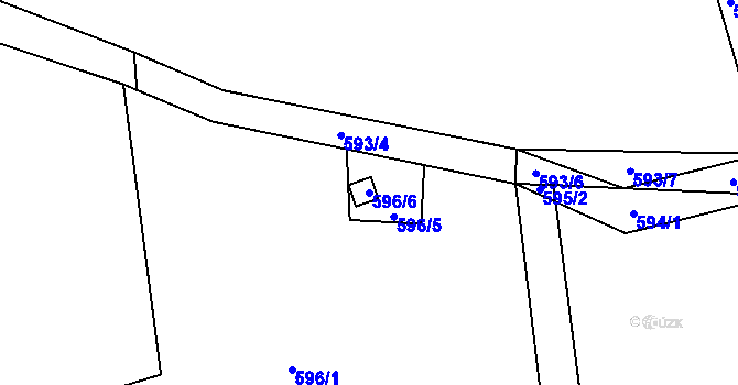 Parcela st. 596/6 v KÚ Závišice, Katastrální mapa
