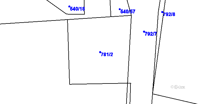 Parcela st. 781/2 v KÚ Závišice, Katastrální mapa