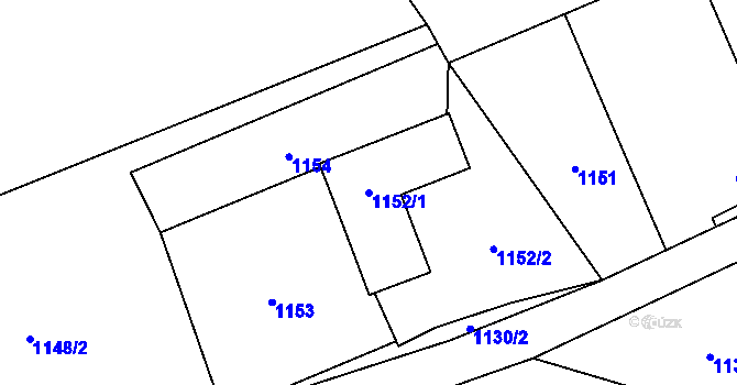 Parcela st. 1152/1 v KÚ Závišice, Katastrální mapa