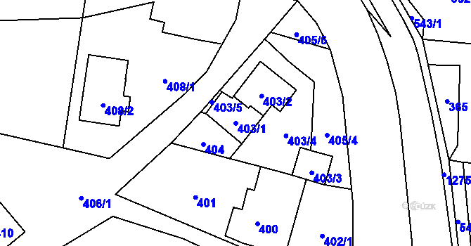 Parcela st. 403/1 v KÚ Závišice, Katastrální mapa
