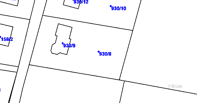 Parcela st. 930/8 v KÚ Závišice, Katastrální mapa