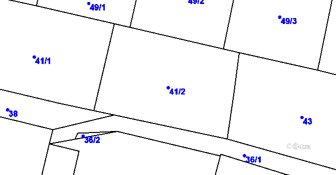 Parcela st. 41/2 v KÚ Závišice, Katastrální mapa