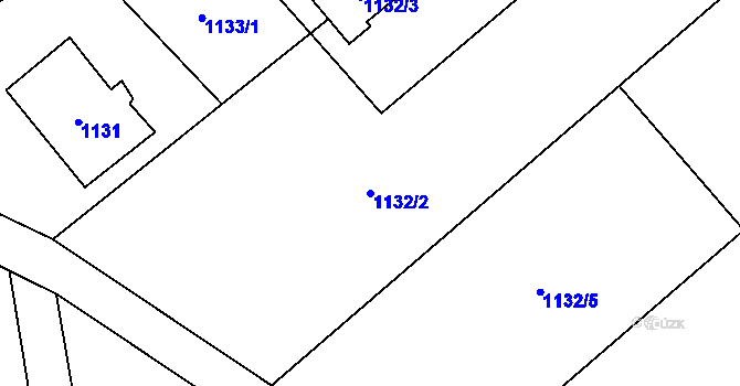 Parcela st. 1132/2 v KÚ Závišice, Katastrální mapa
